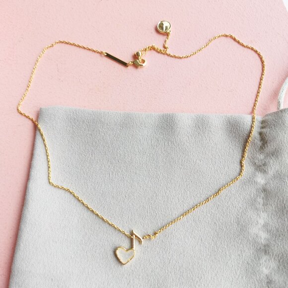 Kendra Scott - Ari Heart Music Note Drusy Gold Necklace - NEW - Picture 3 of 4